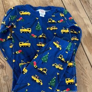 Hanna Andersson Blue Kids Construction holiday Pajamas